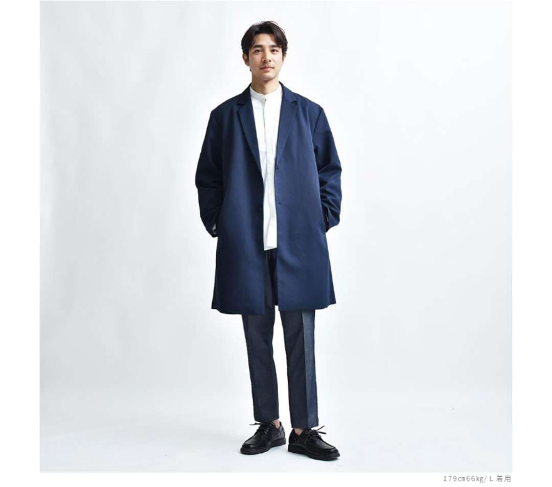 【春秋コーデ】２ボタン　スリット　シンプルロングジャケット　メンズカジュアルスーツ
