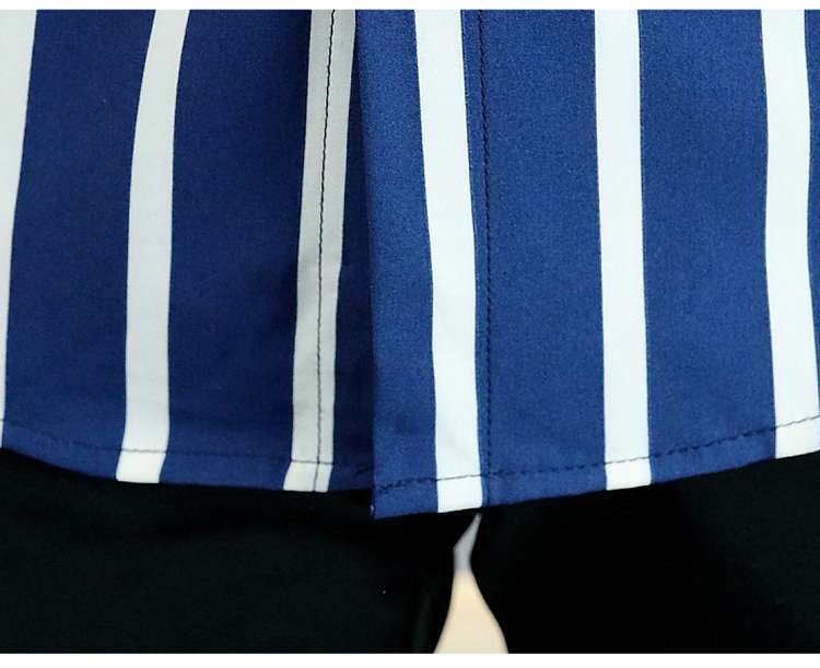 【長袖シャツ】メンズカジュアルスーツ シャツ 柔らか素材 ストライプ 七分袖