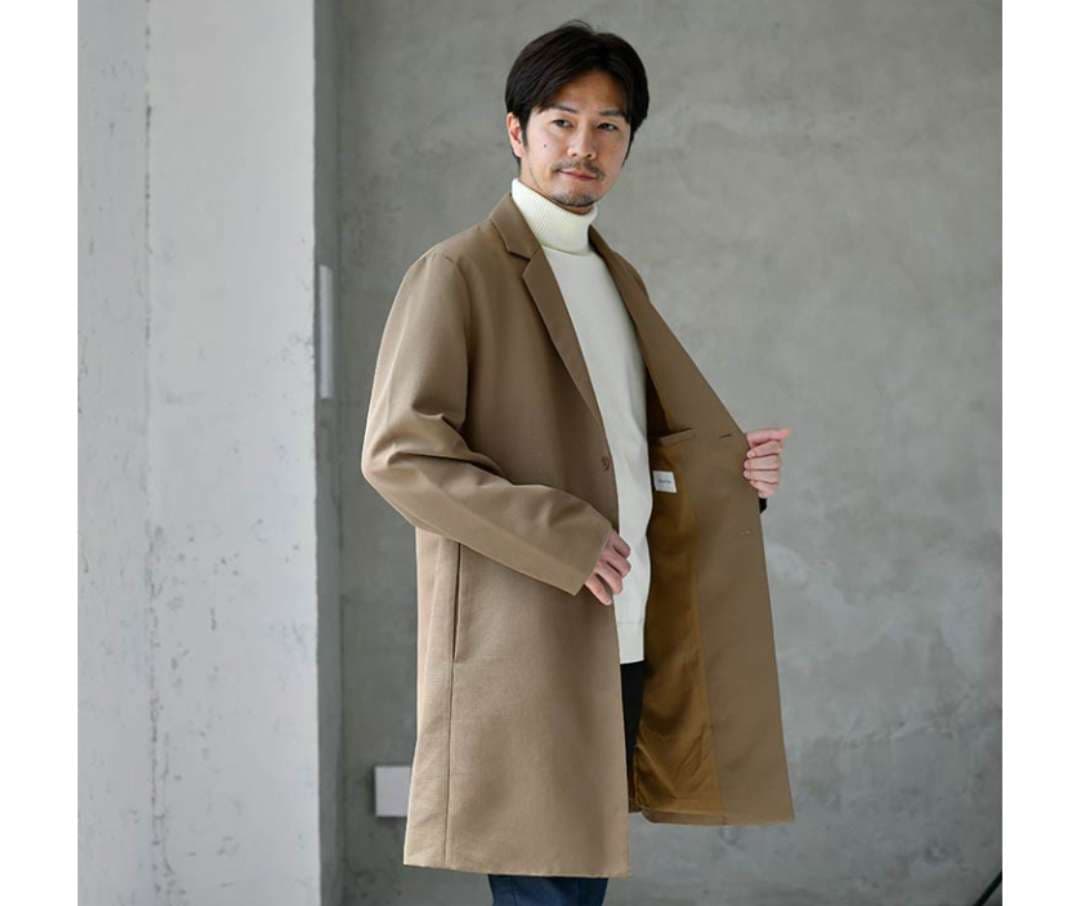 【春秋コーデ】２ボタン　スリット　シンプルロングジャケット　メンズカジュアルスーツ