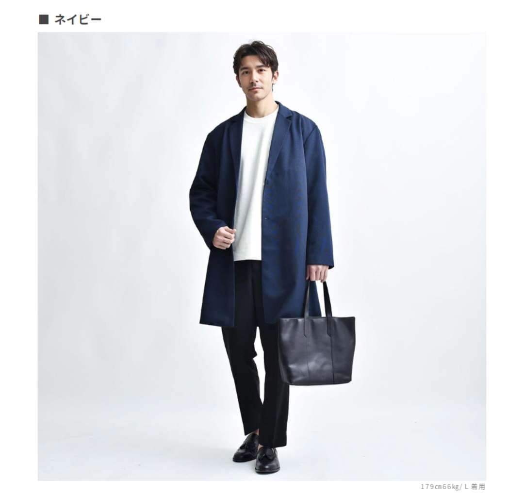 【春秋コーデ】２ボタン　スリット　シンプルロングジャケット　メンズカジュアルスーツ