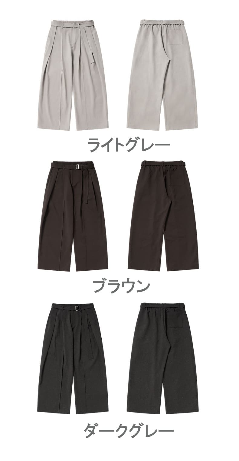 メンズカジュアルスーツ メンズ ワイドパンツ ベルト付き 秋冬 全3色