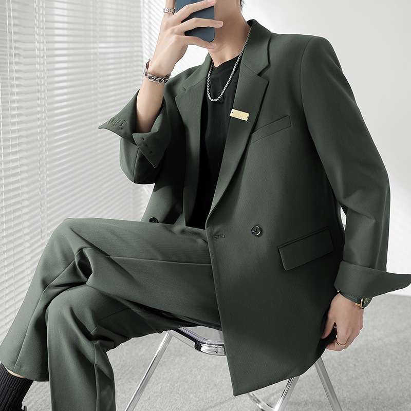 メンズカジュアルスーツ 男性用ゆったりテーラード上下セット