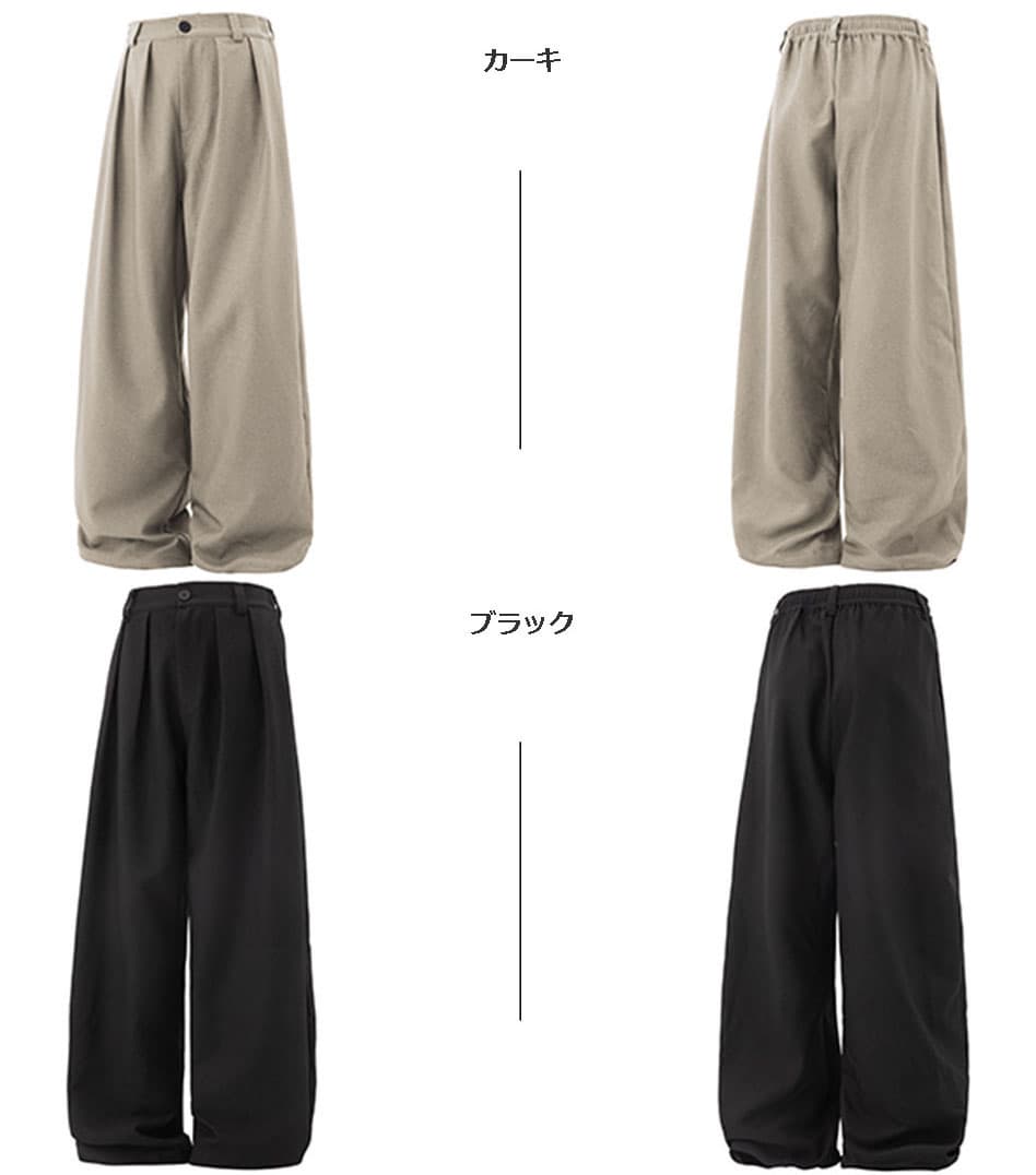 メンズカジュアルスーツ タック入りワイドパンツ なめらかドレープ感 全4色