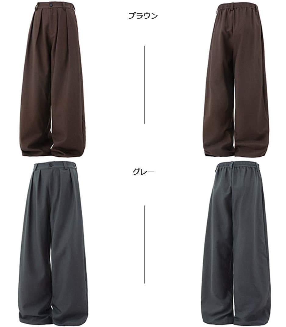 メンズカジュアルスーツ タック入りワイドパンツ なめらかドレープ感 全4色